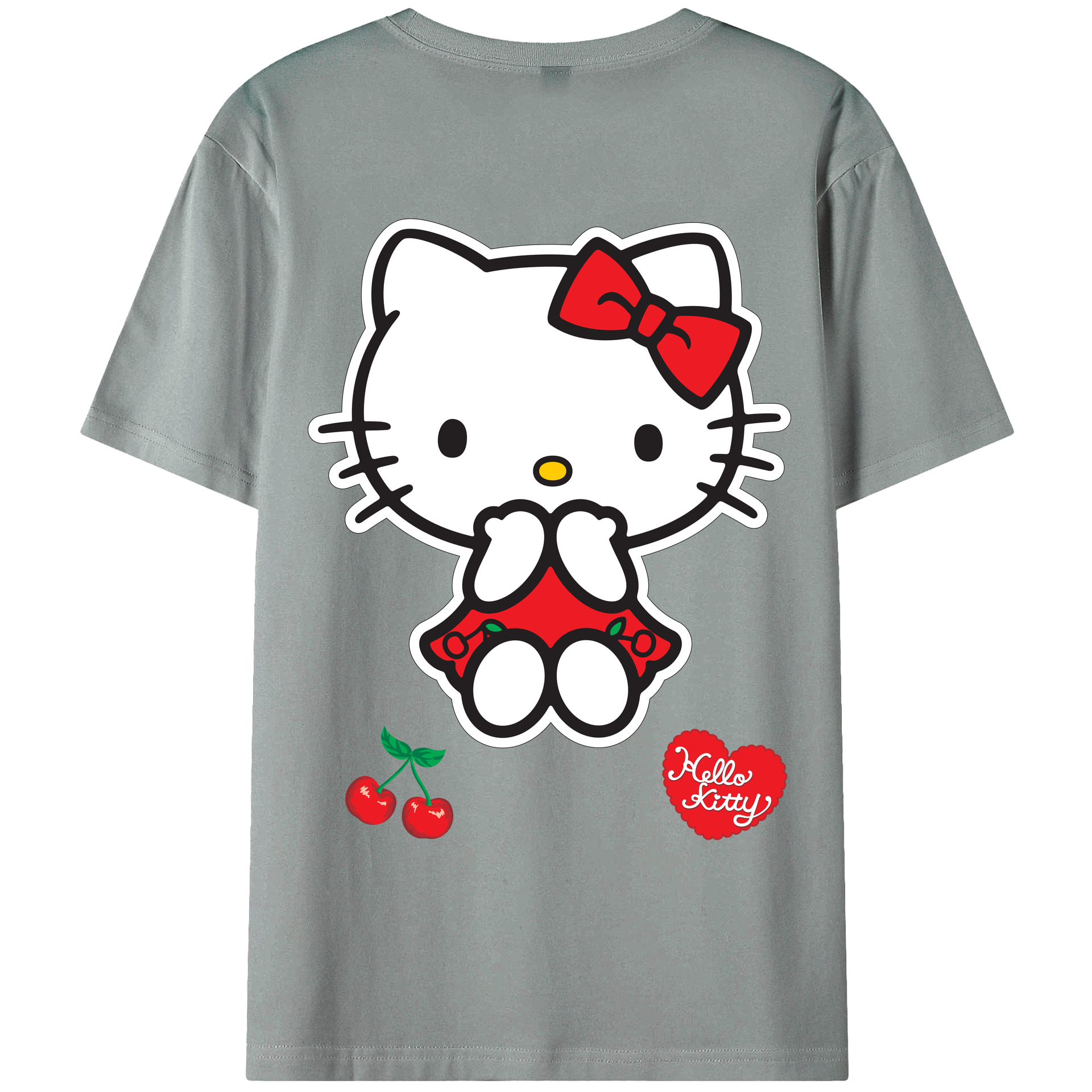 （画像用） Hello Kitty ハローキティ 綿100％ メンズ半袖Tシャツ（バックプリント） 通気性
